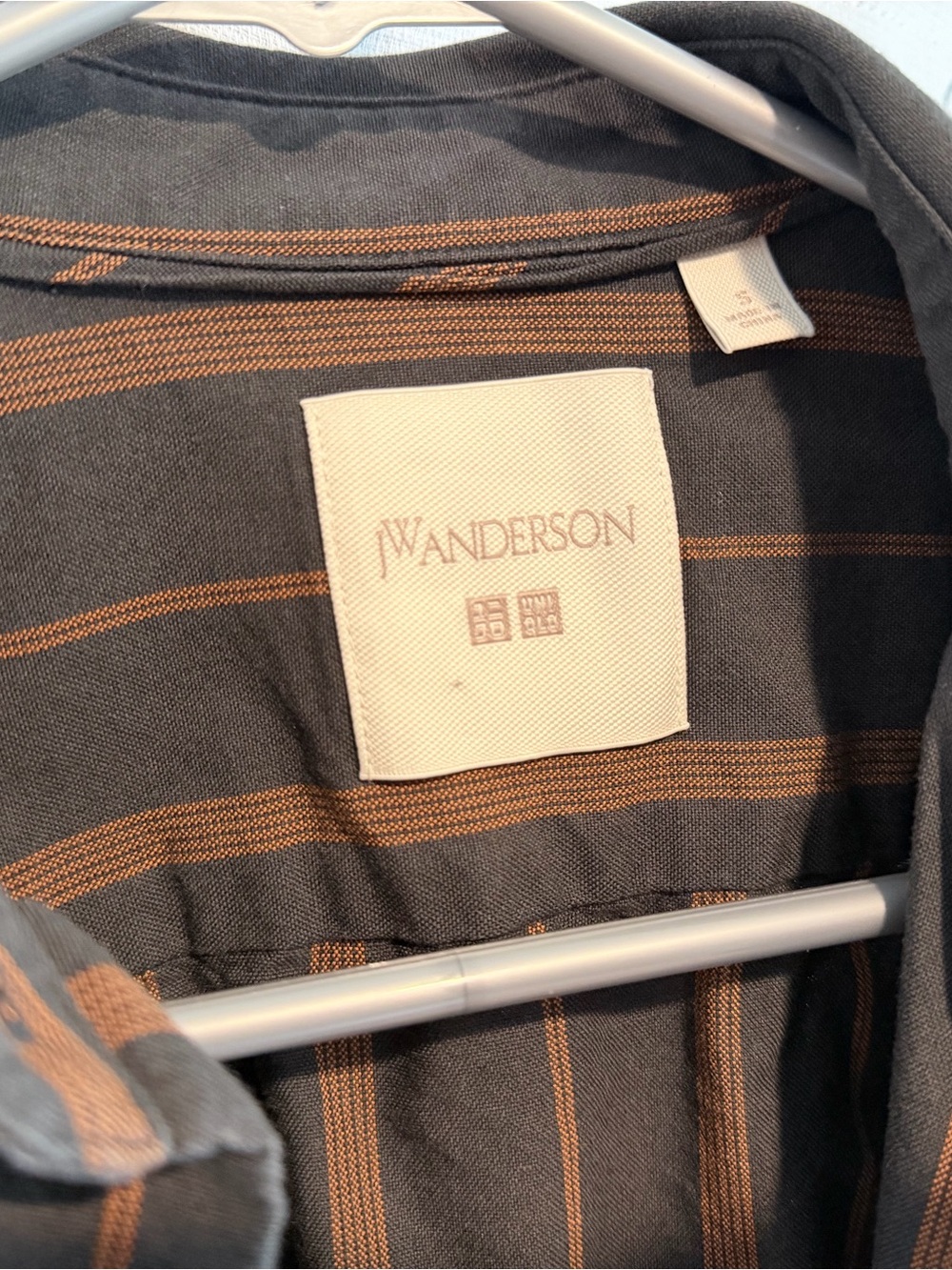JW ANDERSON Black and Brown Vertical Stripe Button-Down Shirt - Picture 2 of 4